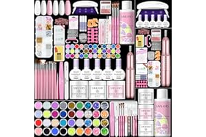 SAVILAND Essentials Acrylic Nail Kit: Premium Easy All-in-1 Nail Kit with Clear White Pink Acrylic Powder EMA Monomer Nail Drill Full Tools For Beginners Extension Carving Home DIY