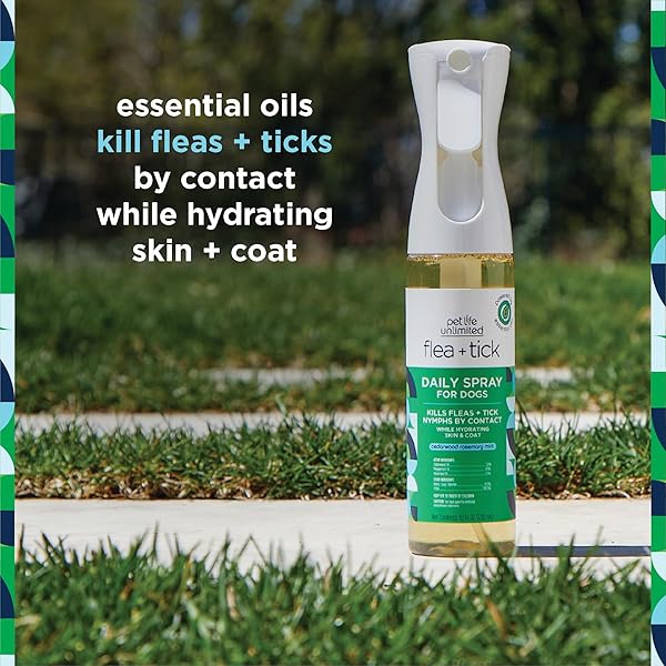 PET LIFE UNLIMITED FLEA & TICK SPRAY FOR DOGS – PLANT-BASED DAILY PROTECTION WITH ESSENTIAL OILS, MADE IN USA, 10OZ (PACK OF 1)