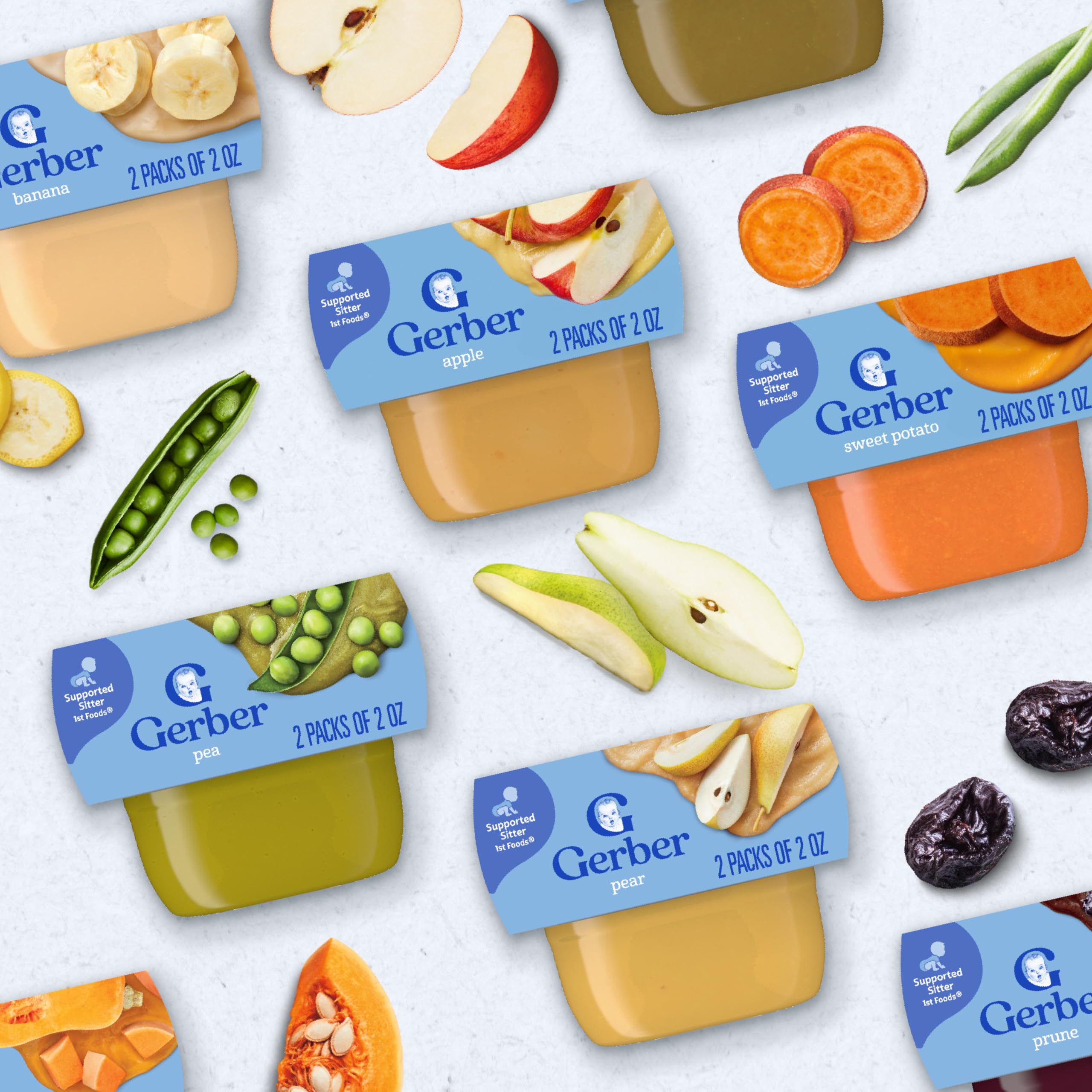 Gerber Stage 1 Baby Food, Veggie Variety Pack Puree Tubs, Baby Puree, 2PK