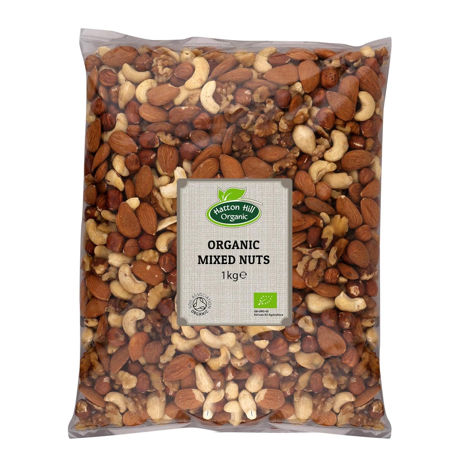 Organic Mixed Nuts 1kg (Walnut, Cashew, Almond, Hazelnut) Unsalted & Unroasted by Hatton Hill