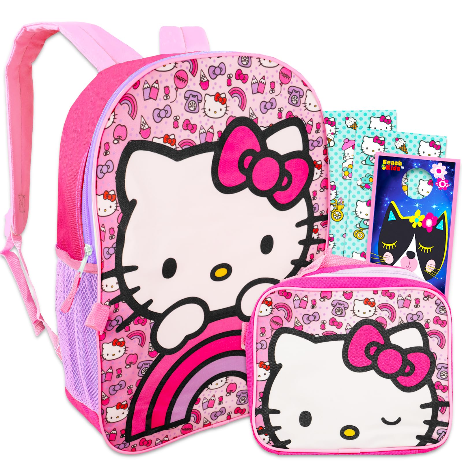 Hello Kitty Backpack with Lunch Bag 5 Pc Set of 16