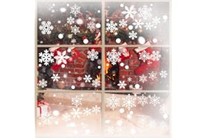 Afmivs Snowflake Window Clings for Glass Windows Snow Spray, 321PCS Christmas Window Clings Winter Xmas Holiday Window Stickers Decals Decor, 9 Sheets Christmas Decorations for Office Clearance Indoor