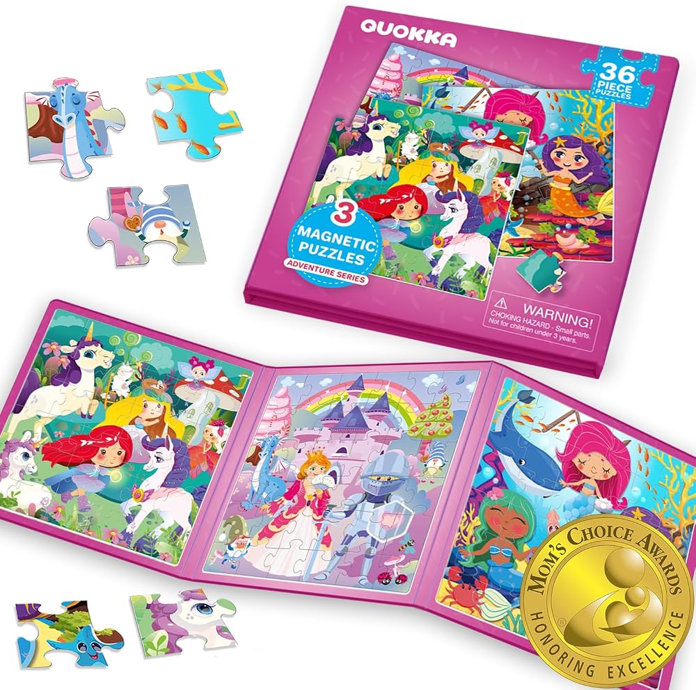 QUOKKA Magnetic Puzzles for Toddlers Unicorn Princess 36 pc Travel Game