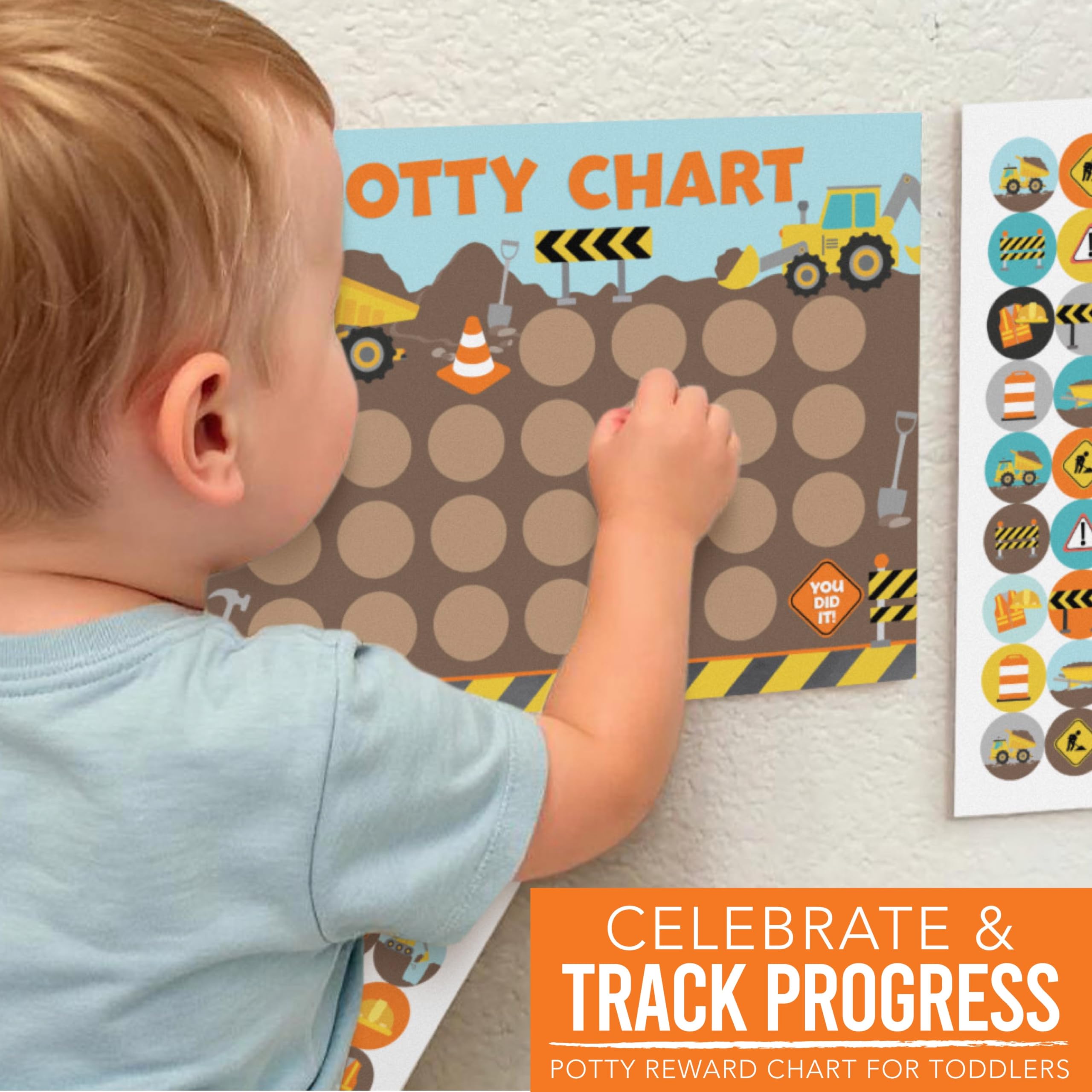 Hadley Designs Potty Training Chart for Boys with Fun Reward Stickers – 10 Potty Chart for Toddlers Boys, 8.5x11