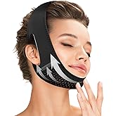 Juskaa Reusable V Line Lifting Mask with Chin Strap for Sleeping,Face Lift Prevent Sagging, Jaw Exerciser,Black,M