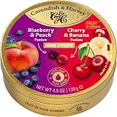 Cavendish &amp; Harvey Fruit Fusion Drops &ndash; Blueberry &amp; Peach/Cherry &amp; Banana I Mini Candy Drops that blend Fruit Flavors I 130g 4.5 ounce