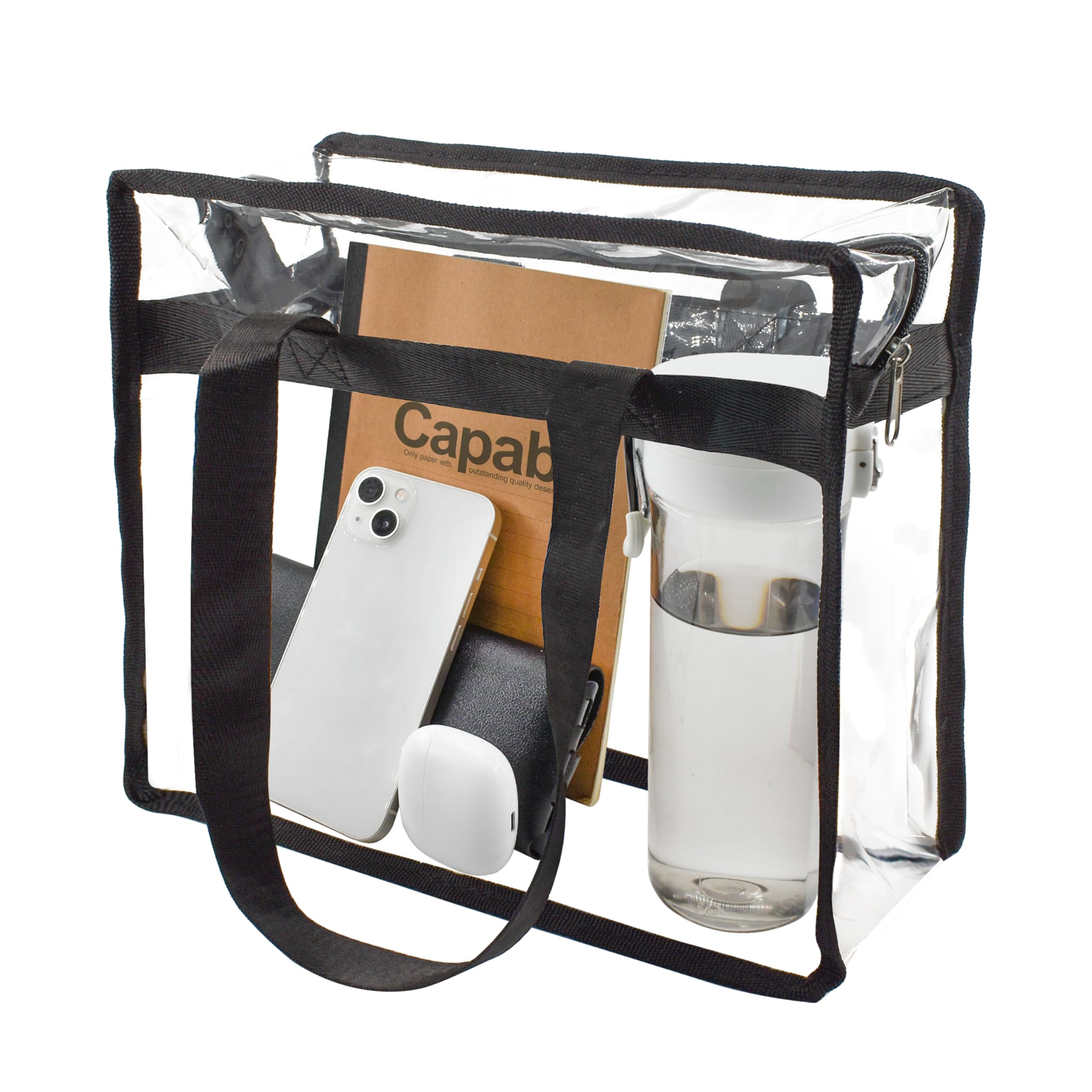 Enkrio Clear Tote Bag Stadium Approved Messenger Shoulder Bag with Zipper Closure for Travel Gym School Airport Security