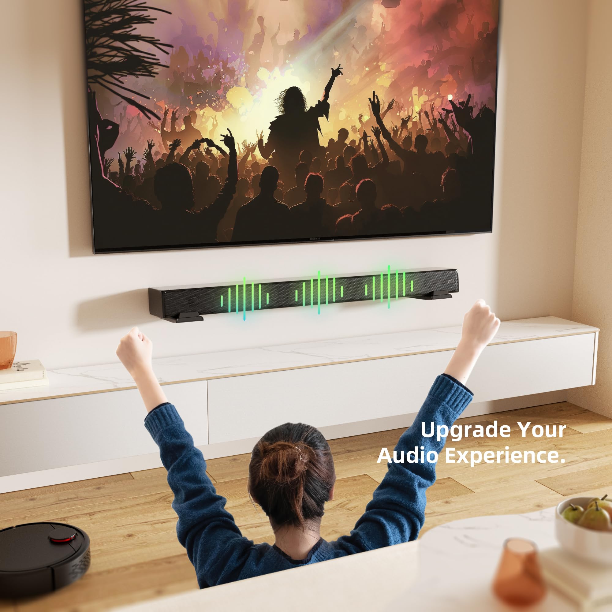ELETIUO Soundbar Mount,Universal Dual Soundbar Wall Brackets Hold up to 30 Lbs, Adjustable & Extendable Length from 3.5”-6.1”,Anti-Drop Sound Bar Mount for Most of Soundbars,Black