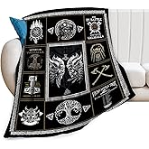 Medieval Viking Decor Throw Blanket - Warm, Soft, Plush, Lightweight Fleece Flannel Blanket - Cool Gifts for Men, Women, Kids - 40"X50"