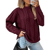 YUCOLEN Womens Sweater Cable Knit Oversized Long Sleeve Pullover Sweaters Crewneck Casual Cozy Trendy Tops