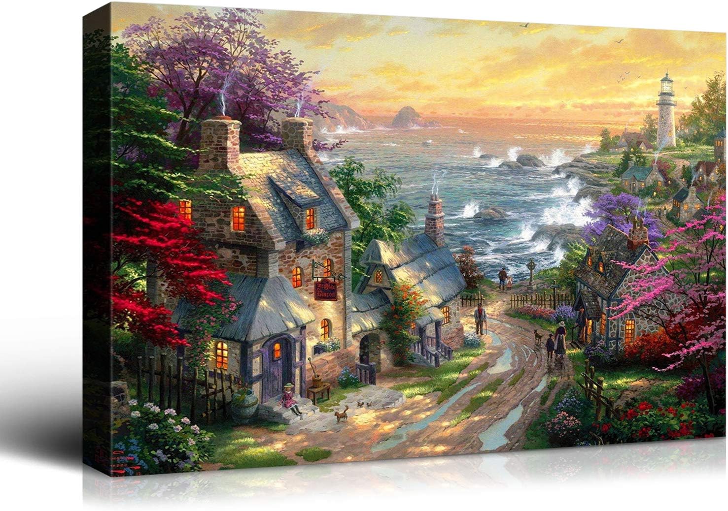 Paintings - Denozer - Canvas Wall Art Rural Landscape Painting Artwork for Home Wall Decor,Stretched and Framed Ready to Hang - 48x36 inches