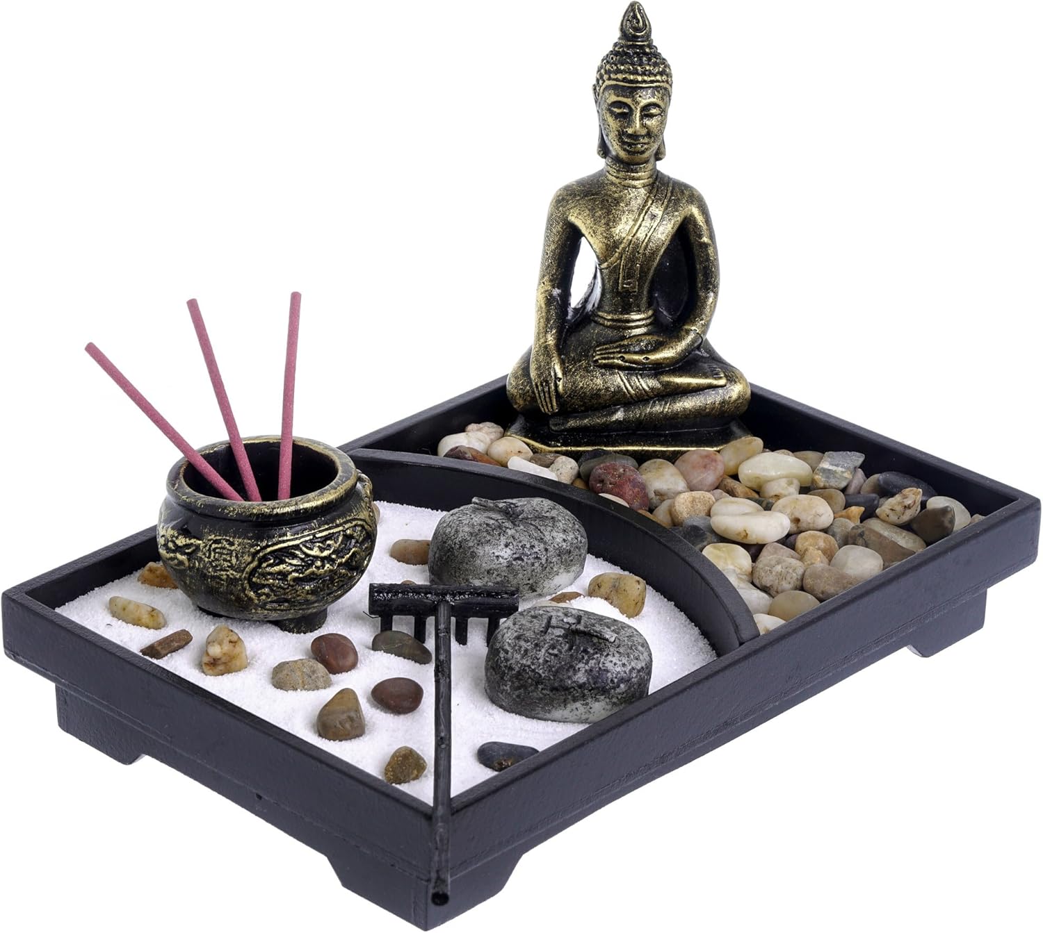 London Boutique Zen Garden Buddha Candle Holder Incense Holder white
