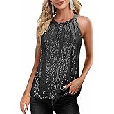 Sequin Tops for Women Sparkly Tops Sleeveless Halter Tank Concert Outfits Party Club Cocktail Vest Disco Clothes