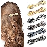 CURASA Vintage Rhinestone Hair Barrettes for Women Girls French Elegant Rhinestone Bow Hair Clips Barrettes