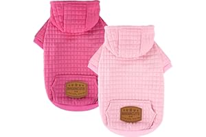 BAOBICUTE 2 Pack Dog Hoodie Sweaters for Small Medium Dogs Warm Dog Clothes for Large Dogs Soft Waffle-Like Laminated Sweatshirt Bulldog (Pink+Rose, S/M (Back: 13",Chest: 18.5", Neck: 12"))
