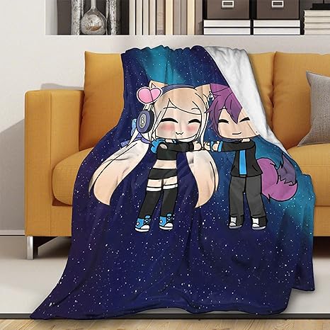 Amazon Com Gacha Life Cute Gacha Girl And Boy With Fox Tail Flannel Fleece Throw Blanket Lightweight Cozy Plush Microfiber Bedspreads Novelty Bedding Sofa Soft Air Conditioning Quilt L 80 X60 Kitchen Dining