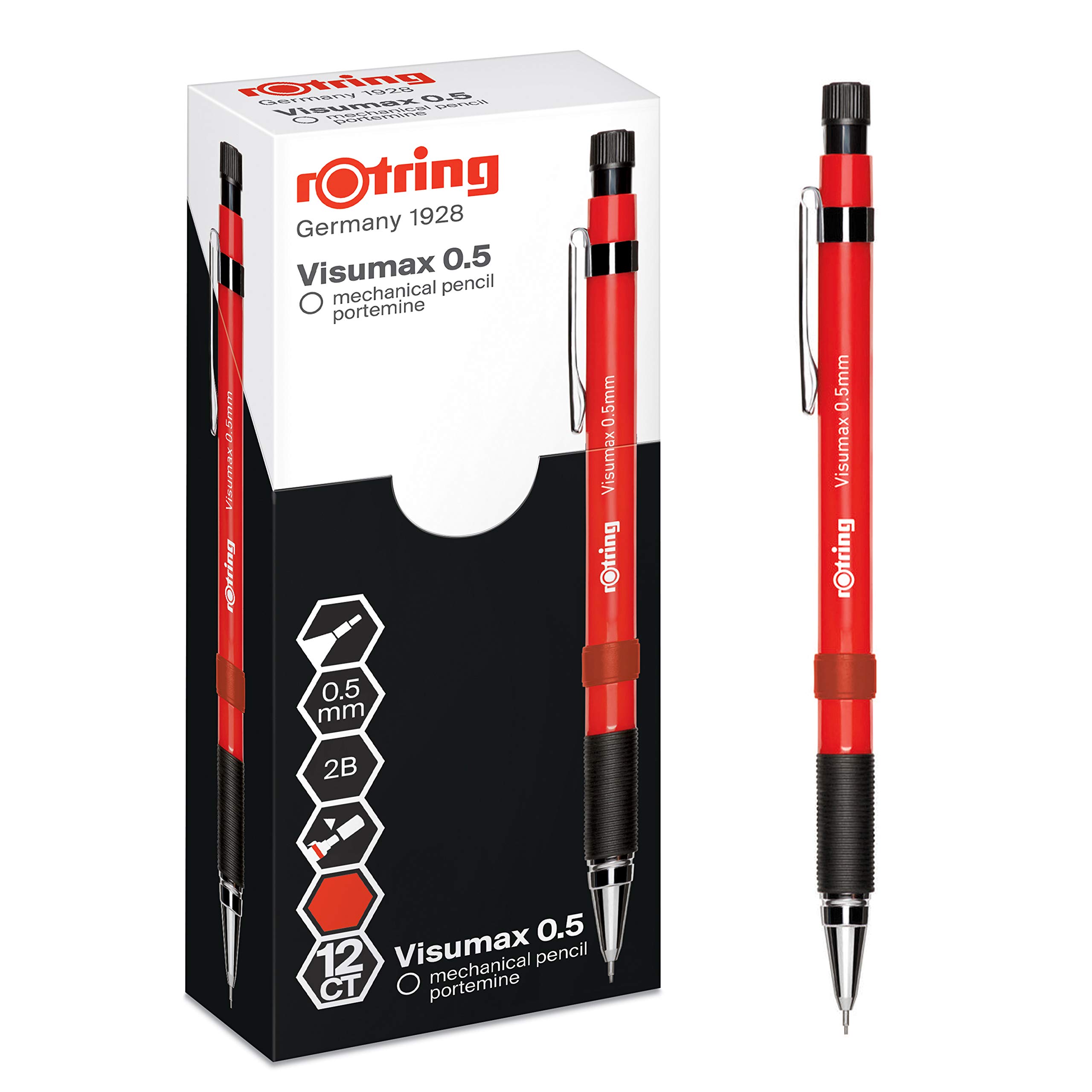 rOtring Visumax Mechanical Pencil | 0.5 mm | 2B Lead | Dark Blue Barrel | 12 Count