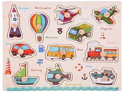 Curtis Toys Wooden Puzzles for Kids (Vehicles)