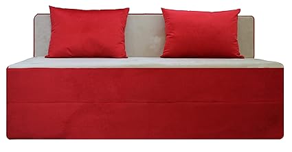 Adorn India Easy Three Seater Sofa Cum Bed (Red and Gold)