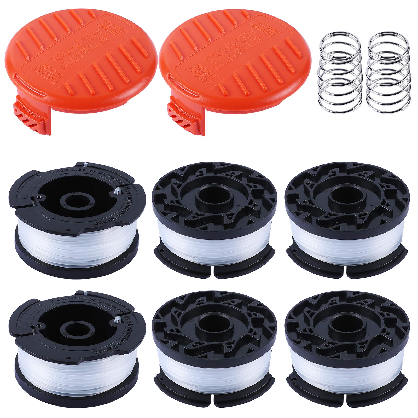 eHanasaku 10 Pack Strimmer Spool and Line for BLACK+DECKER POWERCONNECT Strimmer, Autofeed Strimmer Nylon Wire for BLACK+DECKER STC1820PC-GB AF-100 ST5530-GB GLC3630L20-GB (6 Wire+2 Cap+2 Spring)