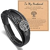 UNGENT THEM Leather Tree of life Bracelets for Men Husband, Grandpa, Fathers' Day Birthday Christmas Valentine's Day Gifts for Men