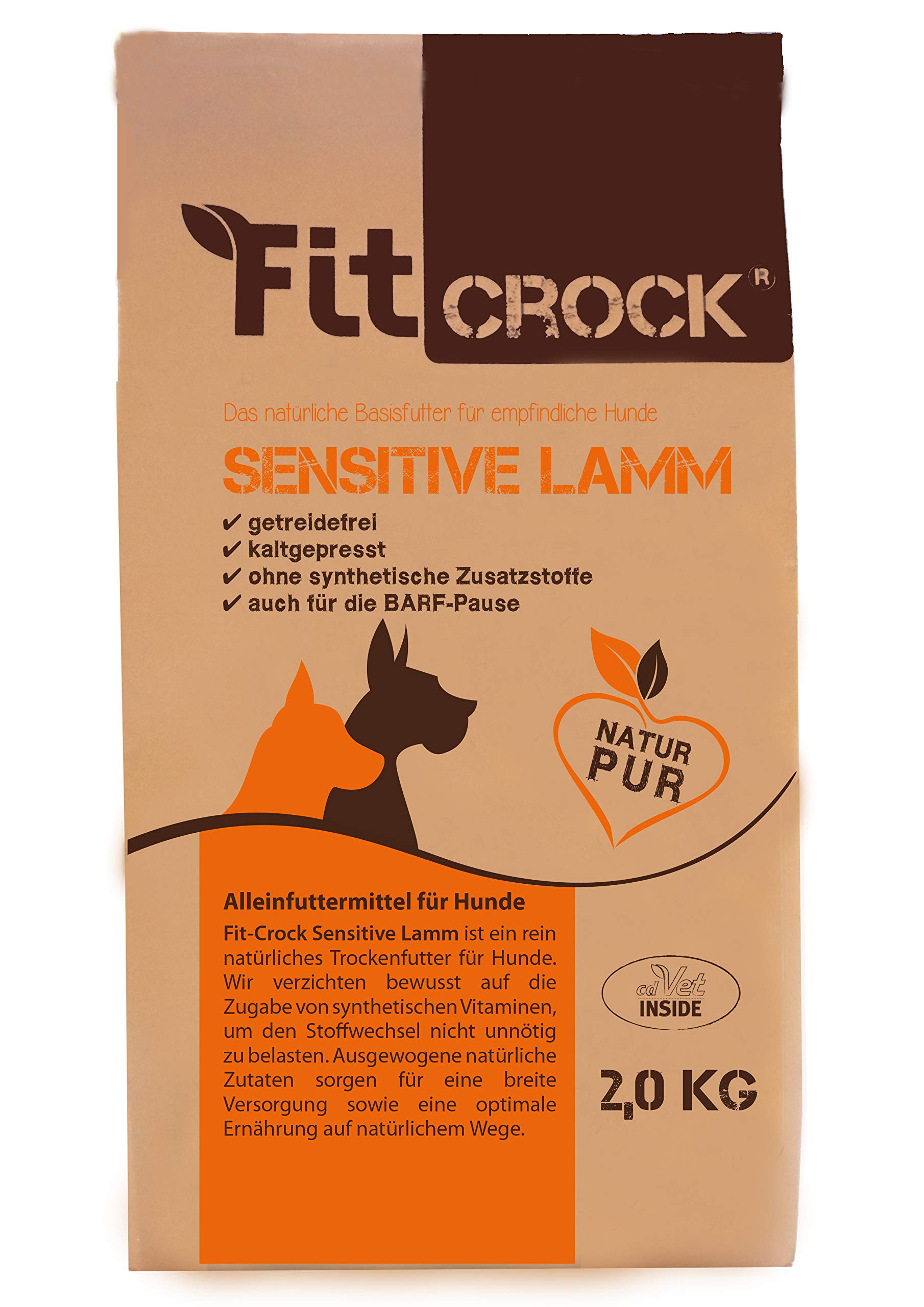 cdVet Fit-Crock dry feed for dogs Sensitive Lamb Mini 2 kg, grain-free