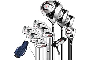 PGM Men's Oversea 9/12 Pieces Complete Golf Club Set with High-Strength Thin Face Design 460cc Driver High Forgiveness Ideal for Beginners