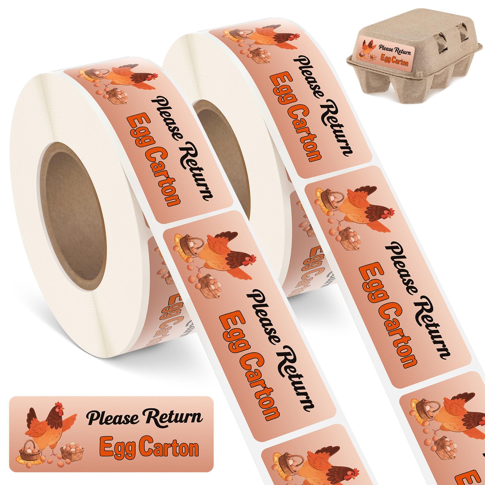 Photo 1 of 1000 Pcs Please Return Egg Carton Labels 1 x 2.65 Inch 2 Rolls Farm Fresh Chicken Eggs Carton Labels Stickers Self Adhesive Packaging Stickers Chicken Egg Cartons Sticker