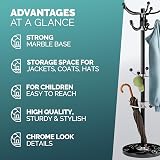 CASARIA Elegant Coat Rack with Marble Base 14 Rotatable Hangers 175cm Black view 9