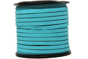 Mandala Crafts Medium Turquoise Faux Suede Cord for Jewelry Making - 5mm 50 Yards Flat Vegan Leather Strings Laces Strips for Bracelets, Necklaces, DIY Crafts, and Dream Catchers Supplies