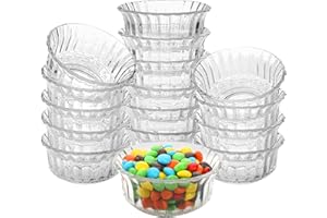 Frcctre 16 Pack 4 Inch Glass Bowls, 8.5 Oz Small Glass Prep Bowls Dessert Candy Bowl Serving Bowl for Kitchen Prep, Dessert, 