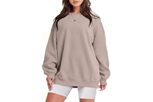 Caracilia Women Sweatshirts Crewneck Long Sleeve Oversized Fleece Hoodies 2024 Fall Fashion Pullover Sweater Top