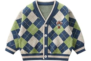 LABISHU Little Boys Cardigan Sweater Coat Toddler Boys Long Sleeve Sweater Cardigan V Neck Stripe Uniform