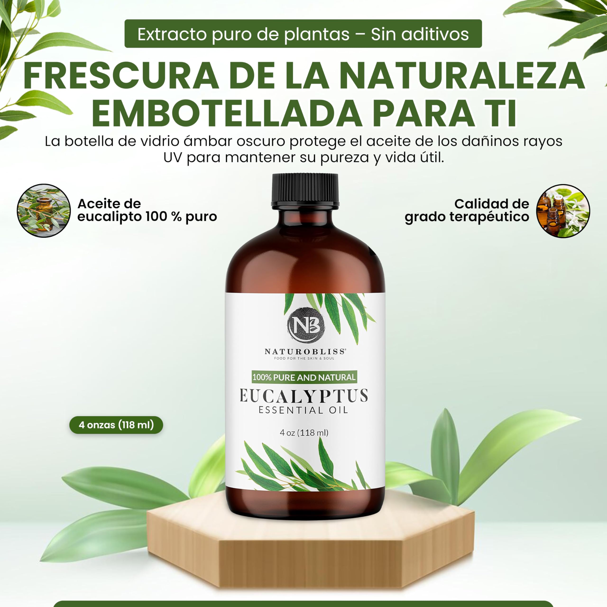 NaturoBliss 100% Pure Natural Undiluted Eucalyptus Essential Oil (4oz) Premium Therapeutic Grade Aromatherapy