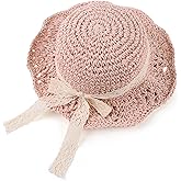 JANGANNSA Baby Girl Straw Hat Outdoor Baby Sun Protection Hats Summer Bowknot Beach Cap for Infant Toddler Girls