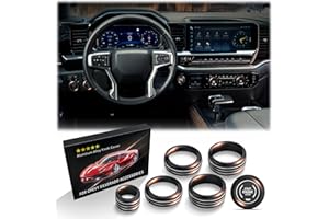 Polodunn 7pcs Aluminum Alloy Knob Covers Trim Set for Chevy Silverado 2022-2025 - A/C, Volume, 4WD & Push Start Button Covers