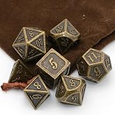 Metal Dice Set, HNCCESG Polyhedral D&amp;D Dice for Dungeons and Dragons RPG DND Dice for Role Playing MTG Tabletop Gaming Shadowrun Pathfinder 7PCS D20 D12 D10 D8 D6 D4（Antique Bronze）