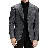 Blazer for Men Slim Fit Men's Casual Jacket Dark Grey Mens Sport Coat 2 Button Work Herringbone Tweed Suit Jacket for Men XXL