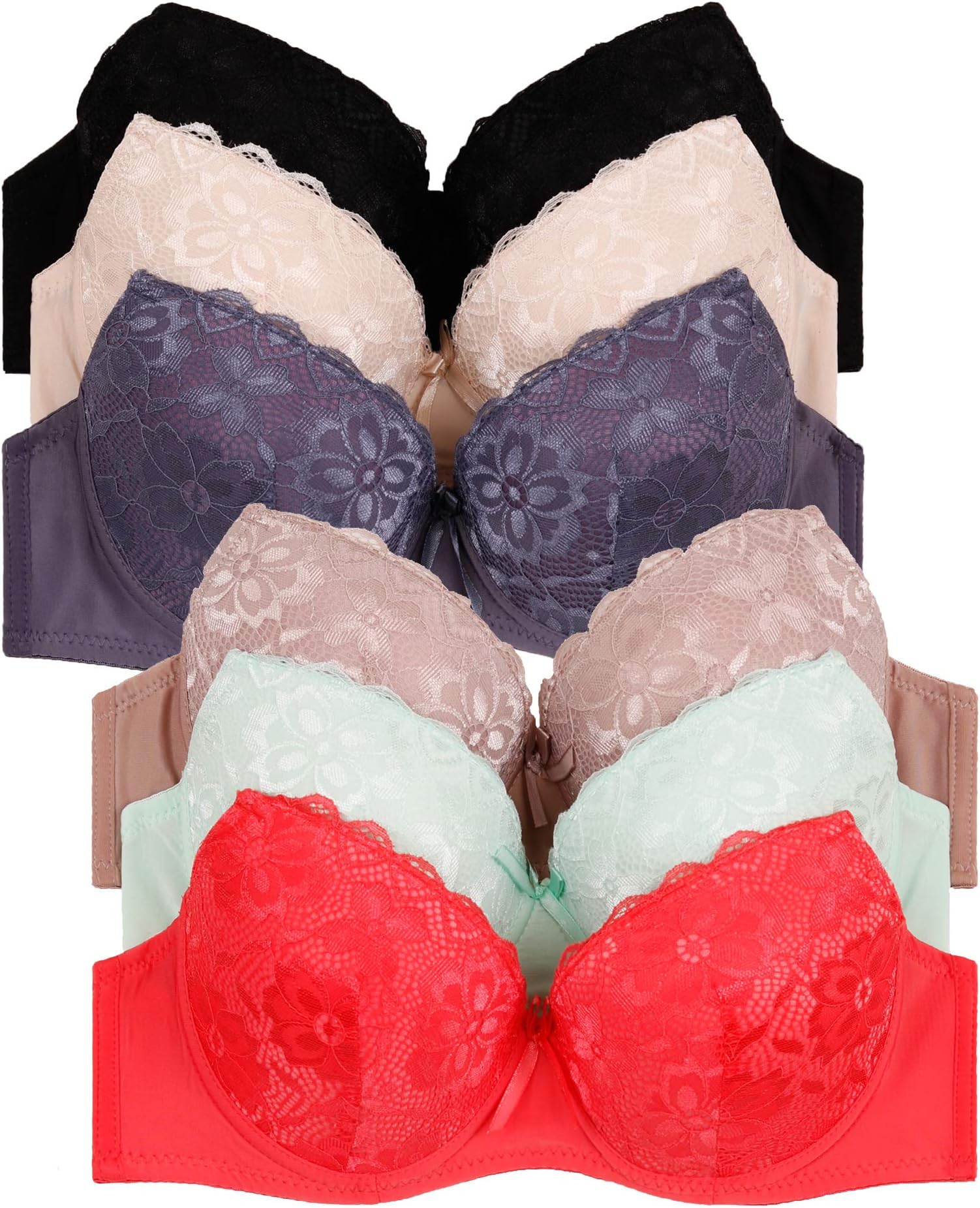 Women's Push up & Double Push up Bras (Packs of 6) - Various Styles