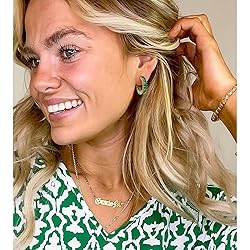 GLOQUAT CZ Gold Green Hoop Earrings 14K Gold Plated