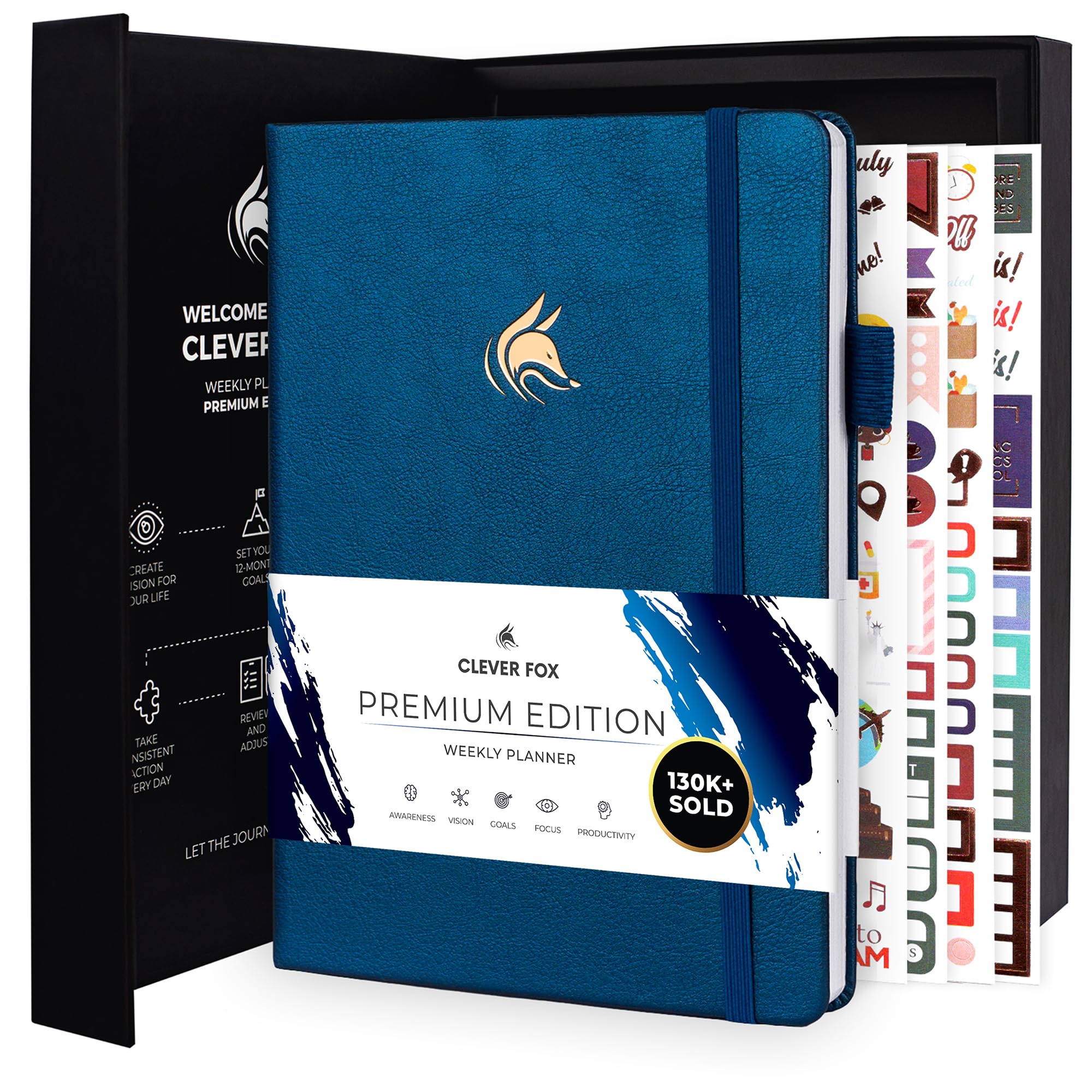 Clever Fox Planner Premium – Undated Weekly & Monthly Planner Organizer for Productivity & Time Management, A5 (Mystic Blue)