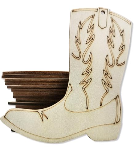 160 Pcs Camel Mini Cowboy Boots Wood Pendants DIY Crafts Cowboy Boot Decorations Embellishments Slices Wood Tags Wedding Birthday Party Decorations 0