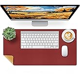 Bloss Red Leather Desk Mat Protector,Large Mouse Pad,Dual-Side Use Mouse Pads,Office Desks Mats,Laptop Protector Desks Mat,Waterproof Dual-Side Desk Keyboard/Writing Pad for Office/Home.23.6"x 13.8"