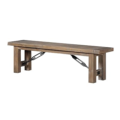 Benzara BM187658 Acacia Wood Bench with Thick Block Legs, Brown