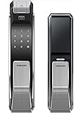 Samsung SHS-P718-LMK Push Pull Biometric Touchscreen Digital Door Lock, Code Fingerprint and RFID Entry, Small Mortise…