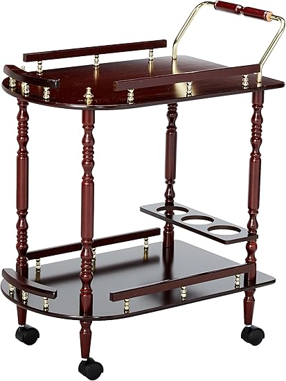 Amazon Com Serving Cart With Brass Accents Merlot And Brass