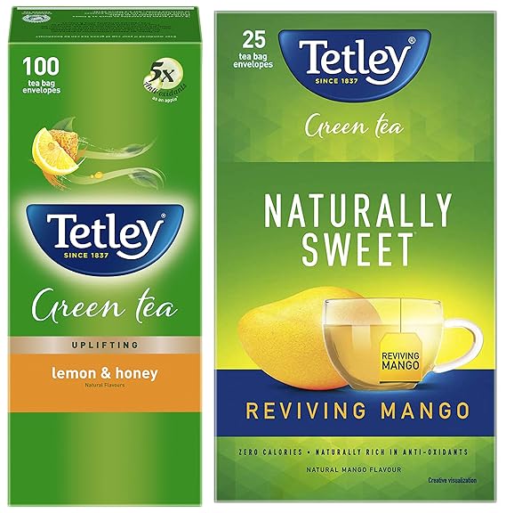 Tetley Green Tea Bags Lemon & Honey, 100 Pieces + Tetley Green Tea