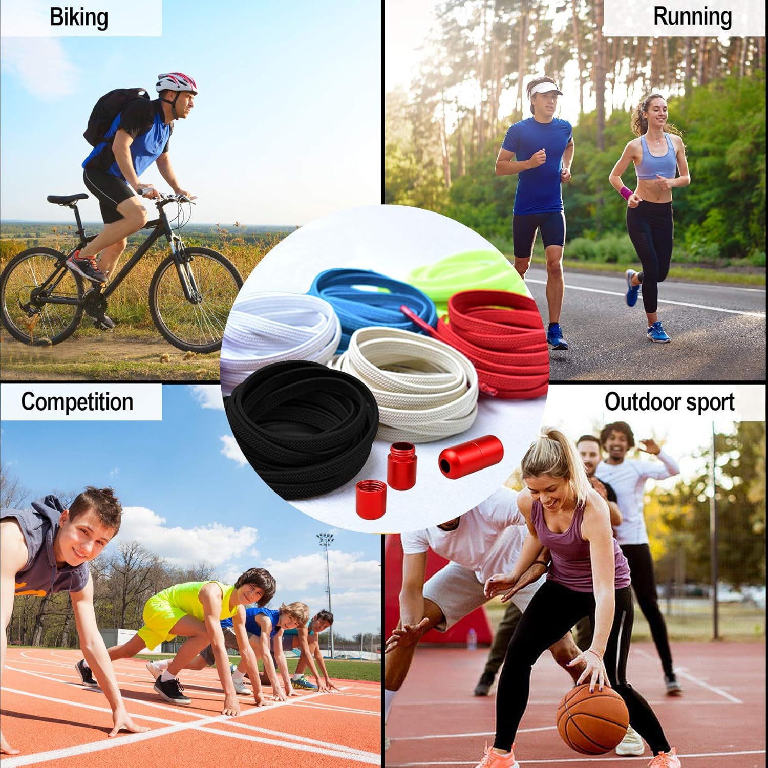 DECYOOL 6 Pairs No Tie Shoe Laces Elastic Tieless Shoelaces, One Size Fits All Adult & Kids: Sports & Outdoors
