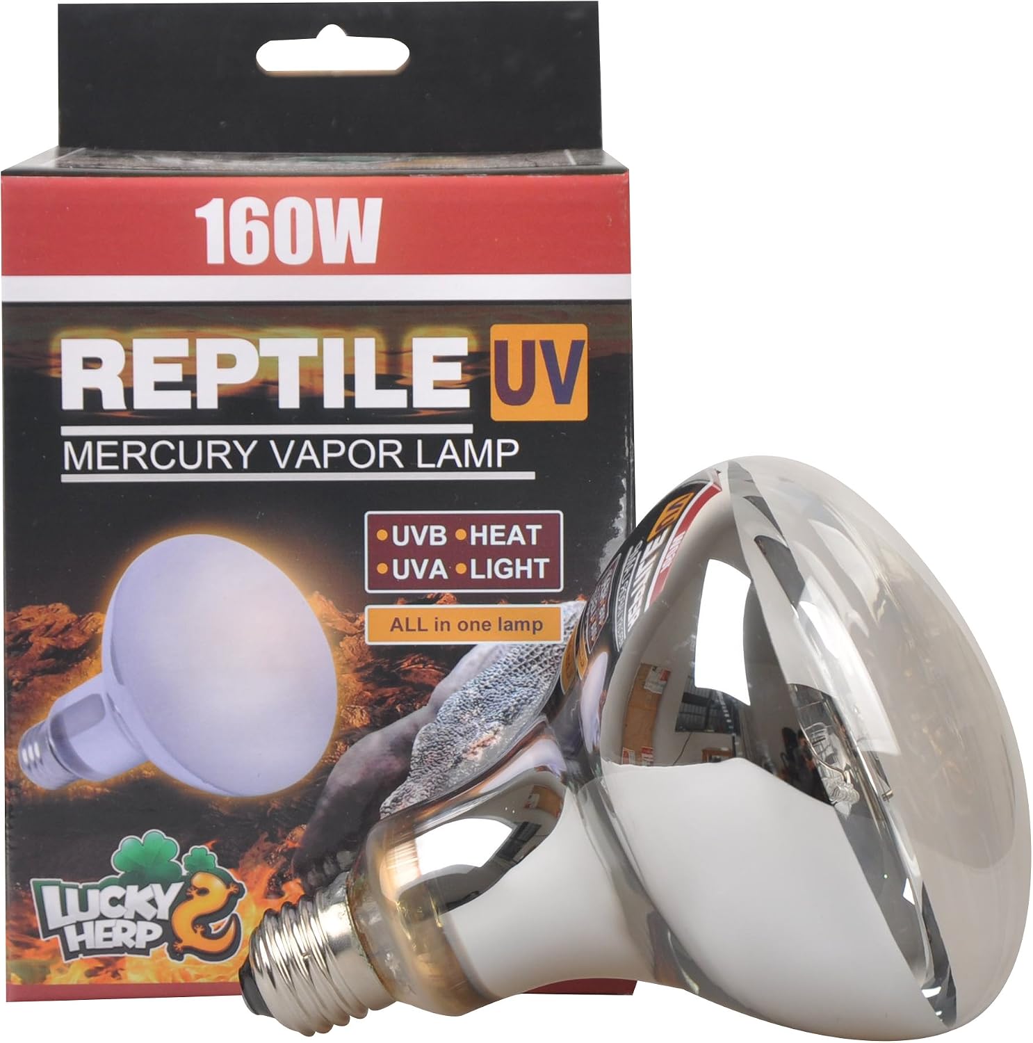 LUCKY HERP Reptile UVA UVB Mercury Vapour Bulb,R115,160 Watts,E27 (Clear)