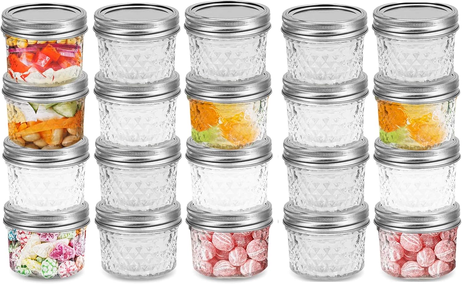 AARAV HOUSE Regular Mouth Mini Canning Jars with Lids and Bands，Crystal